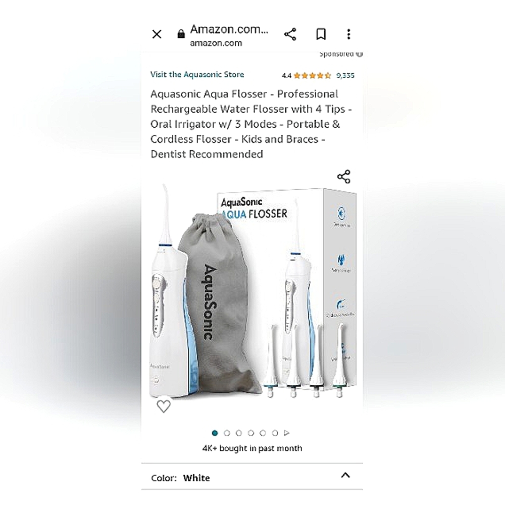🎁 AquaSonic Aqua Flosser, Three (3) Modes, Four (4) Nozzle Tips Travel Bag NWT